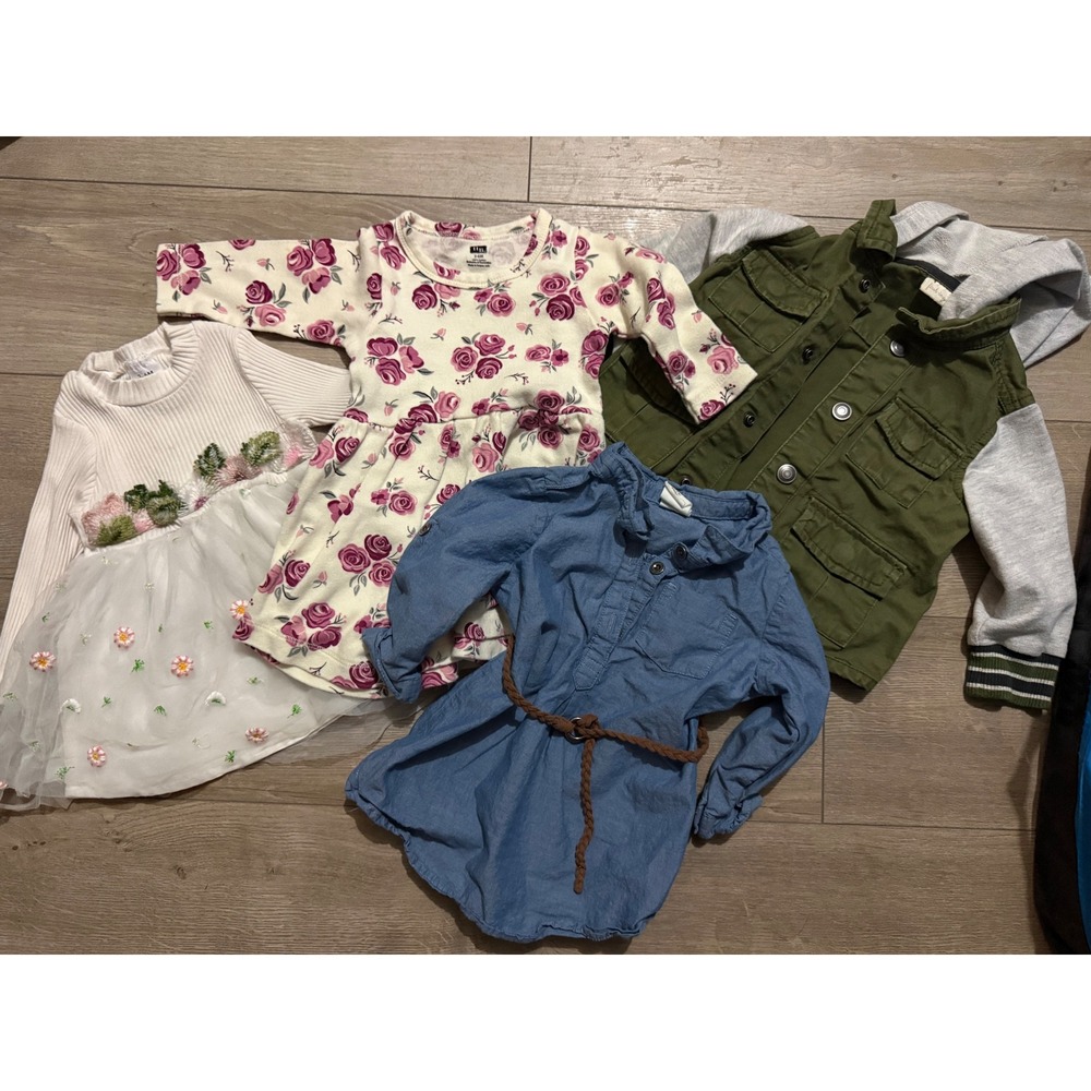 Baby Girl 4pc Lot H&M Chambray Dress First Impressions Jacket Floral Tulle 3-9M